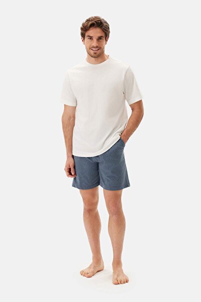 Dagi Navy Blue Melange Modal Knitted Shorts Pajama Bottoms