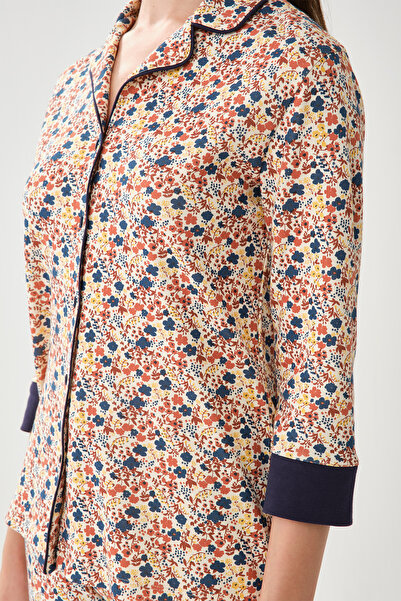 Dagi Lacivert Gömlek Yaka Pamuklu Pijama Üstü