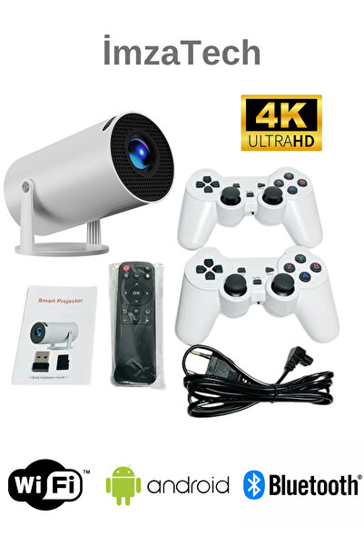 İmza 180 DERECE AYARLANABİLİR OYUN VE FİLM PROJEKSİYONU  Uyumlu ÇİFT KOLLU 4K FULL HD BLUETOOTH WİFİ