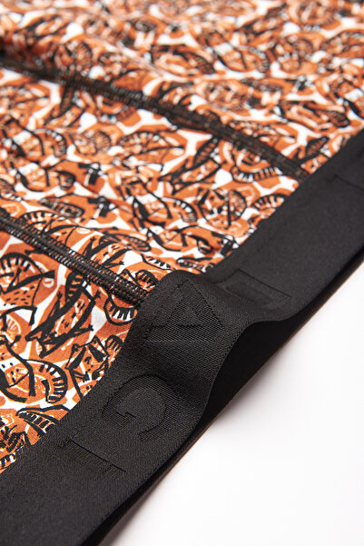 Dagi Senffarbene, gemusterte, kompakte Boxershorts aus gekämmter Baumwolle von D-Men