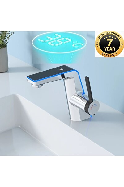 OEM AKILLI DİJİTAL SICAKLIK LED EKRAN BANYO LAVABO BATARYASI KROM 2 AKIŞ AYAR...