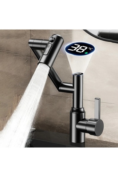 OEM Smart Digital Temperature Led Screen Bathroom Sink Faucet Folding Imported Anthracite with 7 Years Warranty