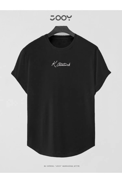 Jooy Μαύρο μπλουζάκι με στάμπα Atatürk Signature Slim Fit Oval Cut