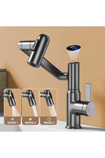 OEM Smart Digital Temperature Led Screen Bathroom Sink Faucet Folding Imported Anthracite with 7 Years Warranty
