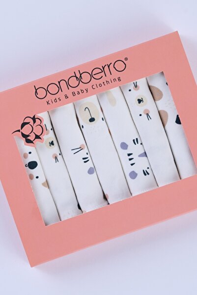 Bondberro 7'li Ağız Silme Mendili %100 Pamuk 20 x 20 cm ( Panda )
