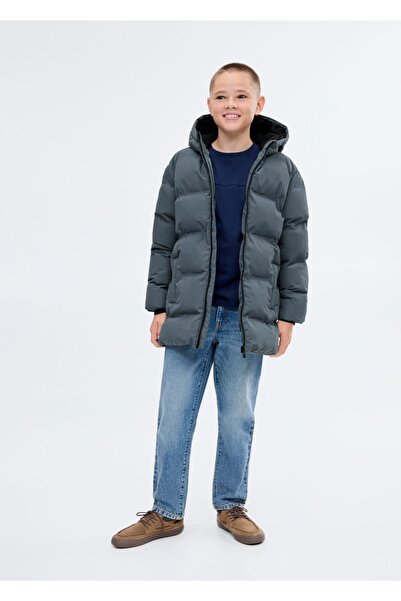 MANGO Kids Kapüşonlu uzun kapitone anorak
