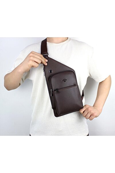 deri,se club Erkek Kahverengi Kulaklık Çıkışlı Çapraz Askılı Omuz Çanta Göğüs...