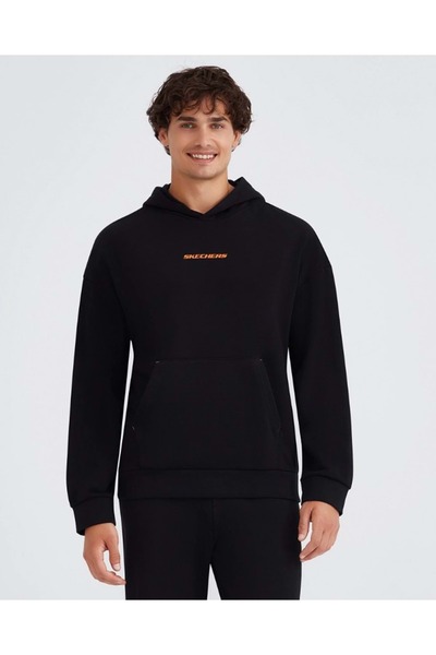 SKECHERS M Essential Hoodie Sweatshirt S232438 Kapüşonlu Erkek Sweatshirt SİYAH