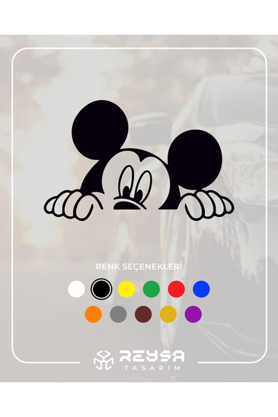 Reysa Tasarım Mickey Mouse Araba Sticker 17x17 Cm Mavi