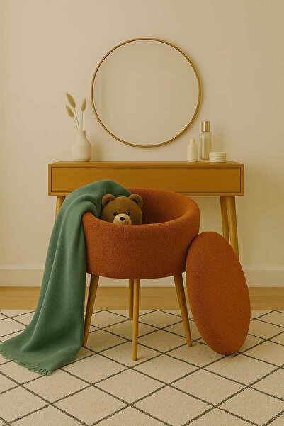 eda hacıoğlu edam bedding group Teddy Oval Ahşap Retro Ayaklı Dekoratif Sandıklı Puf