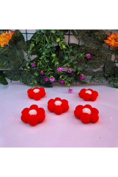 klubeconcept Pompom Daisy Flower Ornament Set of 10 - Decorative Handmade Flower