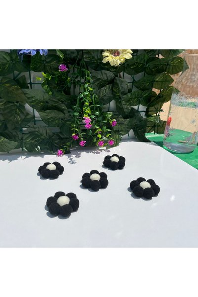 klubeconcept Pompom Daisy Flower Ornament Set of 10 - Decorative Handmade Flower