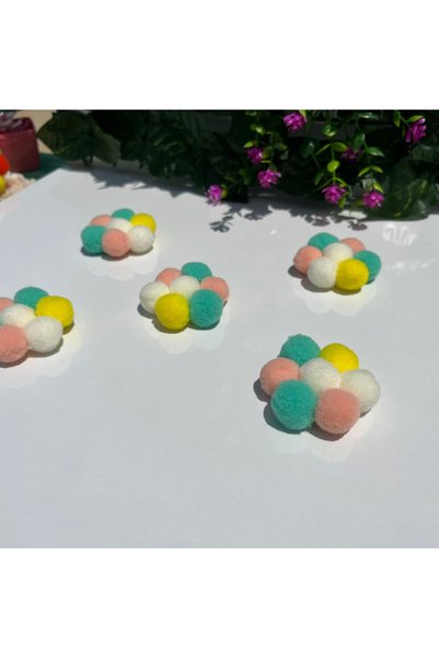 klubeconcept Pompom Daisy Flower Ornament Set of 10 - Decorative Handmade Flower