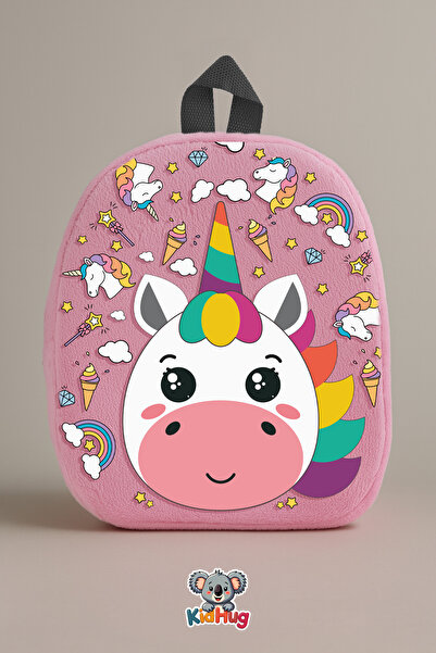 KidHug Çocuk Çantası Unicorn Tasarımlı Anaokul Kreş Oyuncak Kız Çocuk Sırt Çantası 27 Cm