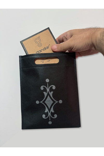 gandar 20x25 Cm 50'li Paket El Geçmeli 100 Gr. Nonwoven Ultrasonik Tela Bez Çanta - Siyah