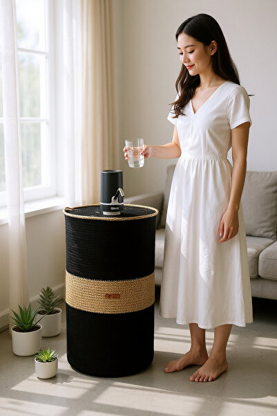 Zuviel Deco Handmade El Yapımı Kapaklı Damacana Kılıfı, Damacana Sepeti, Dama...