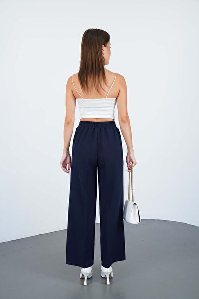 makarimato Modern Wide Leg Women's Double Fabric Trousers with Belt