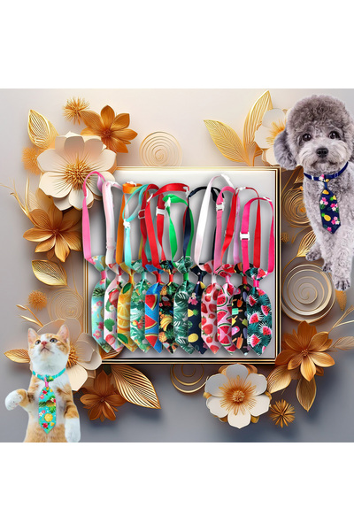 Lady Fify 2 Pack Adjustable Fruit Pattern Colorful Tie for Cat and Dog