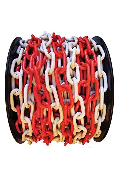 SGTT Lanț din plastic roșu/alb pe tambur de 25 m, grosime 6 mm, pentru gardur...