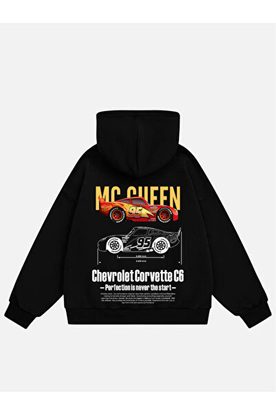 Mad&Calf Hanorac supradimensionat unisex Corvette C6 cu glugă imprimată