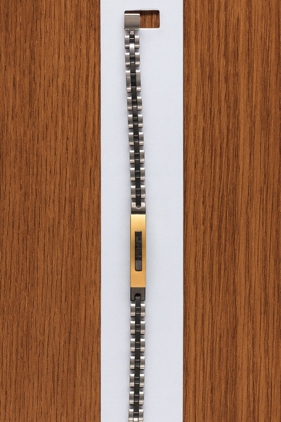 Bittox Stainless Men's Steel Luxury Bracelet-Stylish Bracelet with Black and Silver Tone Gold Detail