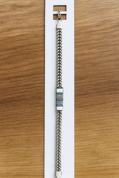 Bittox Modern Stainless Steel Luxury Men's Bracelet-Silver Blue Color Combination Trend Accessory