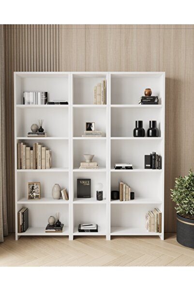 MEK AMİNE 15 RAFLI KİTAPLIK BEYAZ