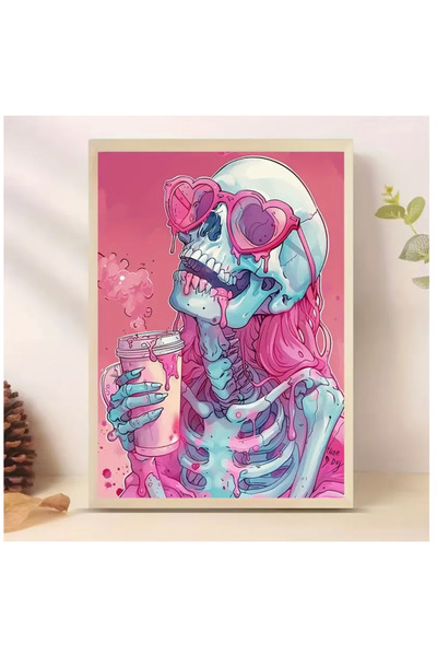 ŞAN ART DESİGN KURUKAFA PEMBE 5D ELMAS MOZAİK PUZZLE BOYAMA SETİ 30*40cm