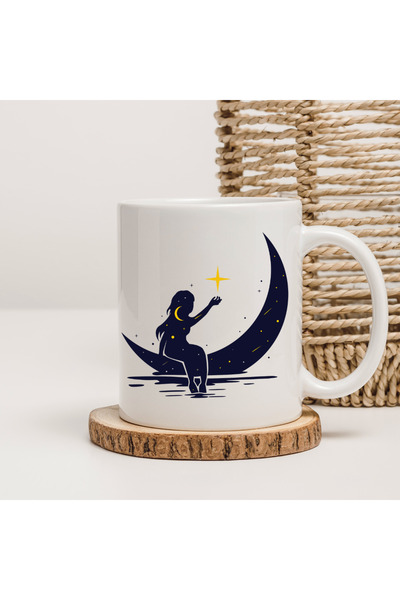 Er-Se Tasarım Full Moon Design Mug, Full Moon Mug, Gift Mug for Women