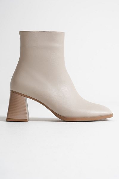 Zerenyus Napoca Premium Vegan Leather Beige Heeled Boots