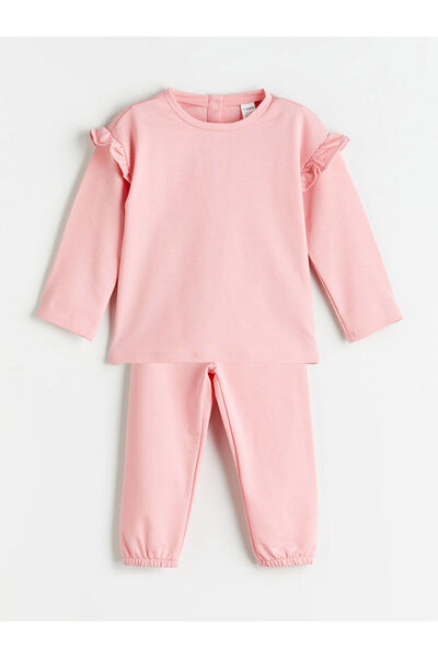 LC Waikiki Mercan Basic Girl's Sweatshirt and Sweatpants Set of 2