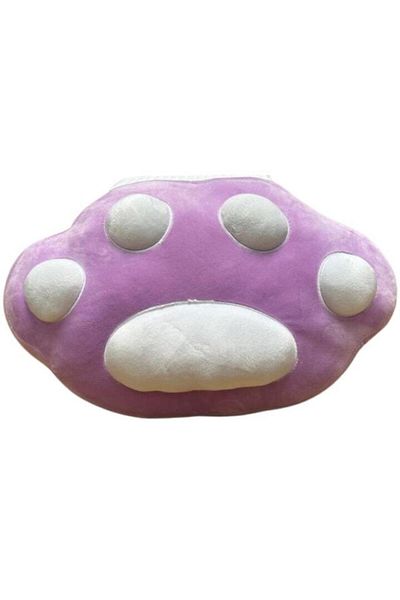 OEM Soft Plush Paw-Shaped Pillow, White-Purple, 45x25cm