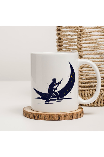 Er-Se Tasarım Full Moon Design Mug, Full Moon Mug, Gift Mug for Men