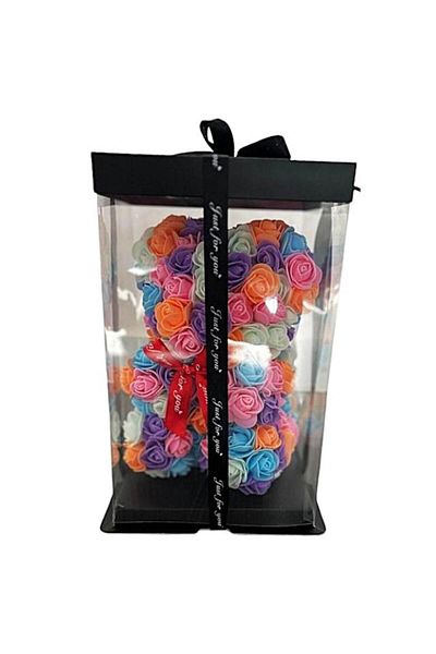 OEM Teddy Bear Made of Foam Roses with LED Light, Hand-Decorated, Multicolor, 27cm