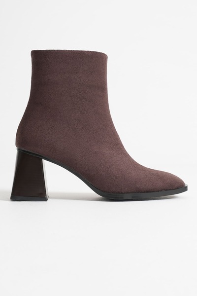 Zerenyus Napoca Premium Vegan Leather Bitter Brown Suede Heeled Boots