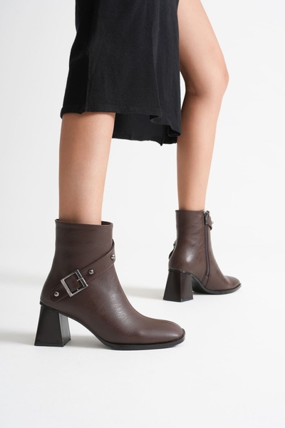 Zerenyus Limanu Premium Women's Bitter Brown Heeled Boots