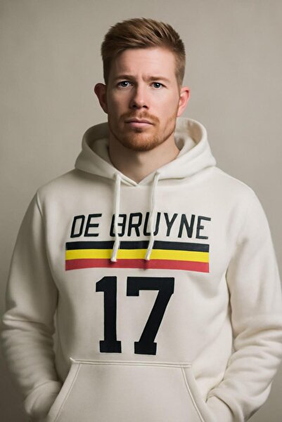 CLASSY.MODA سويت شيرت بقلنسوة De Bruyne 17 – تصميم ألوان بلجيكا – هوديي جيب ك...