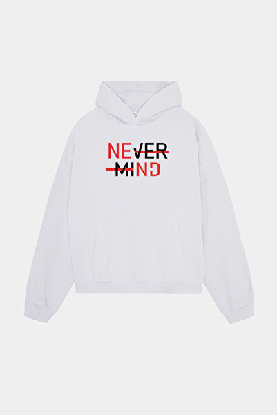 NEVERMIND με τύπωμα με κουκούλα Φούτερ - Unisex oversized Φούτερ με κουκούλα