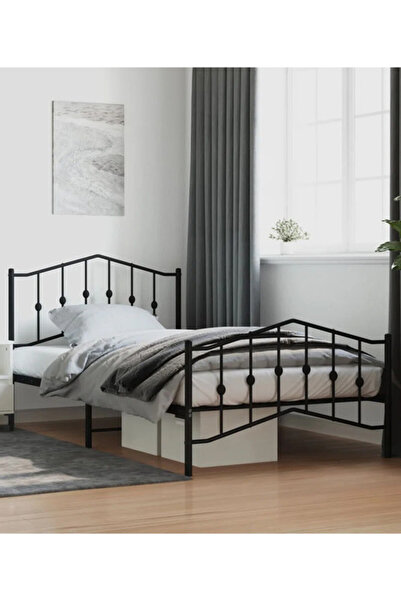 Generic Metal Bed Frame 190x90cm - One Person Bed with Elegant Design Black