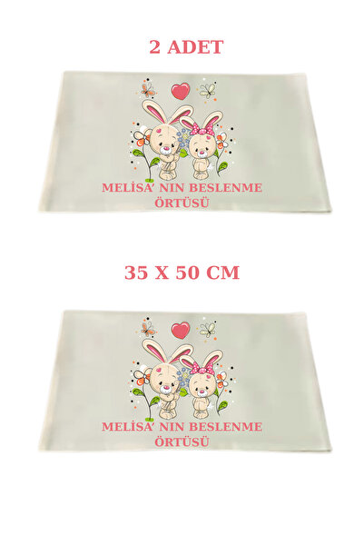 Elbasan Tekstil 2 Adet Kişiye Özel Beslenme Örtüsü 35 x 50 cm İsim Yazılabilir