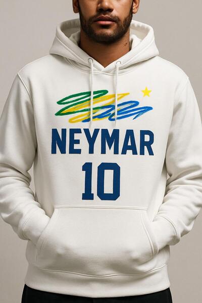 CLASSY.MODA Hanorac cu glugă Neymar 10 – Design de imprimare digitală brazili...