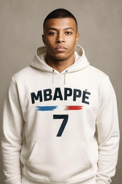 CLASSY.MODA Φούτερ Mbappé 7 με κουκούλα – Ψηφιακή εκτύπωση της Εθνικής ομάδας της Γαλλίας με 3 κλωστές τσέπες καγκουρό