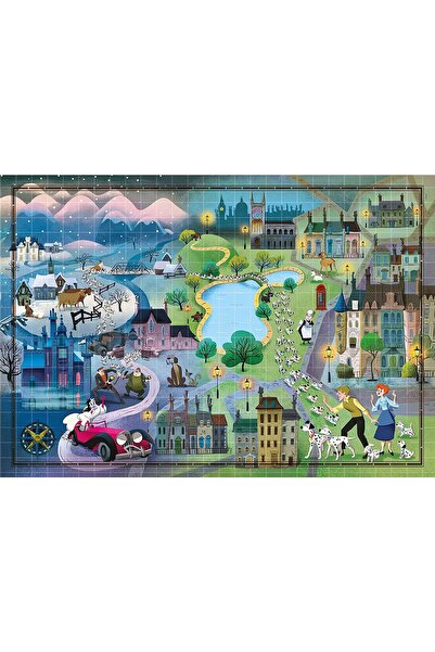 CLEMENTONI Puzzle 1000 piese - Story Maps - 101 Dalmatians