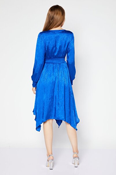 Michael Kors Women Petite Abstract Print Midi Dress, Royal Blue