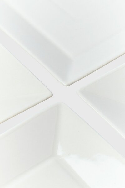 BIA Cordon Bleu 4 Pieces Porcelain Square Salad Plates, Light Grey