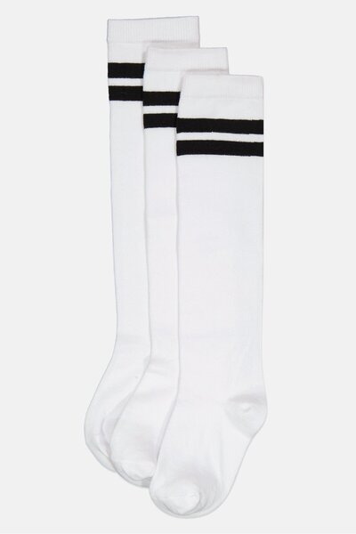 Material Girl Toddlers Girl 3 Pairs Textured High Knee Socks, White