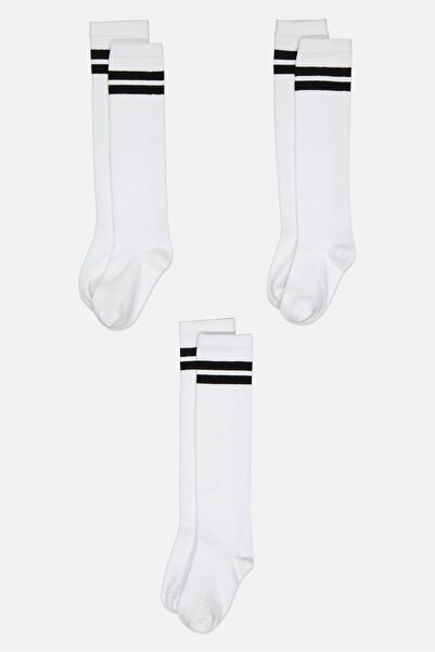 Material Girl Toddlers Girl 3 Pairs Textured High Knee Socks, White