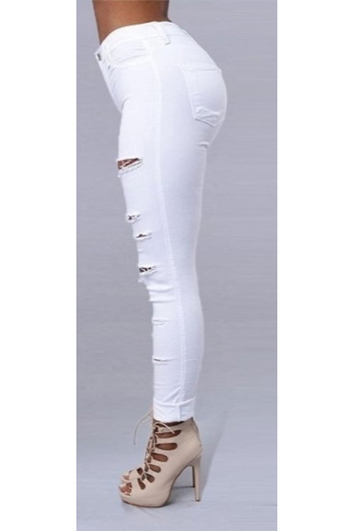 JANES Women's High Waist Laser Ripped Print Jeans