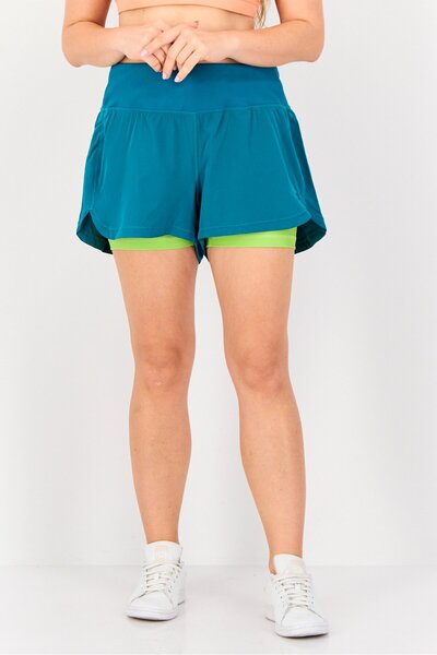 FILA Women Sportswear Fit Running Shorts, Teal Green