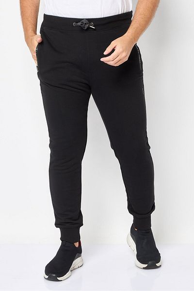 Cerruti 1881 Men Regular Fit Brand Logo Jogger Pants, Black